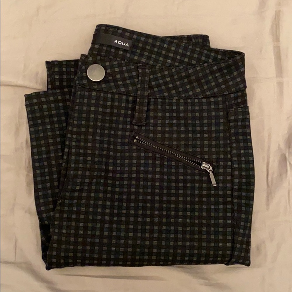 Aqua plaid skinny jeans size small